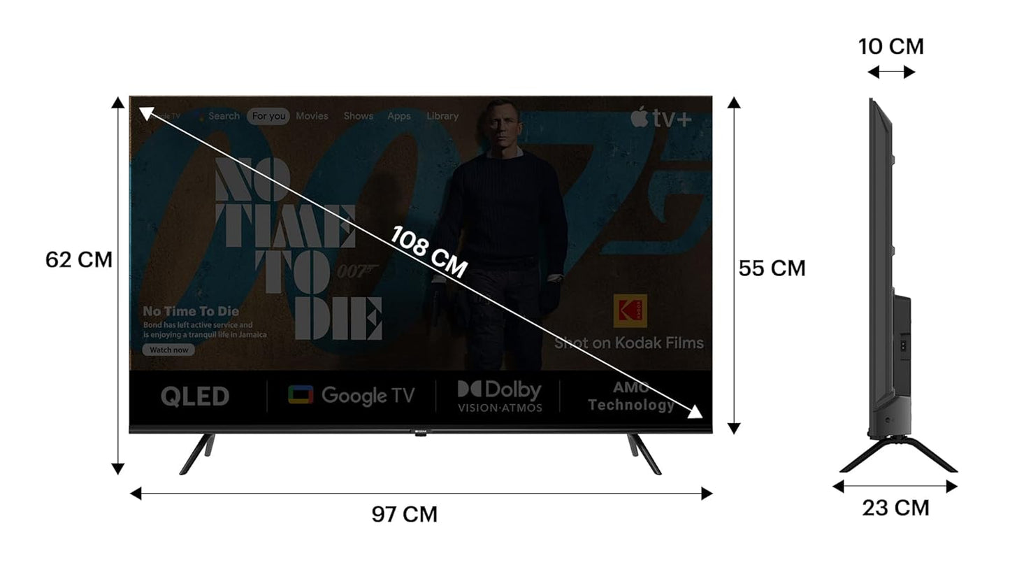 Kodak 108 cm 43 inches 4K Ultra HD Smart QLED TV 43MT5055 Black