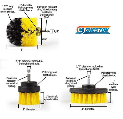 Cheston 10 Pcs Electric Drill Brush Scrubber Kit for Floor, Bathroom, Tile, Car, Bike, Grout, Shower, Kitchen with 10 Accessories