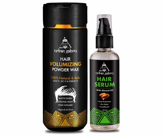 Urbangabru Hair Volumizing Powder Wax 10 GM  Hair Serum 100 ML - Hair Styling Combo Kit
