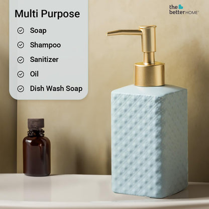 The Better Home Ceramic Soap Dispenser Set 350ML, 3Pcs for Bathroom, Kitchen, Hand Soap, Wash Basin.