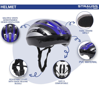 Strauss ArmorX Cycling Helmet: Lightweight, Good Ventilation, Multi-Sport, EPS Foam, Ideal for Adults 15+, Blue.