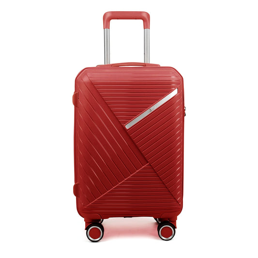 THE CLOWNFISH Denzel Series Luggage Polypropylene Hard Case Suitcase Eight Wheel Trolley Bag with TSA Lock- Red Small Size 56 cm-22 inch
