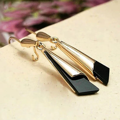 Yellow Chimes Western Statement Stylish Triangles Layered 18K Rose Gold Plated Drop Clip-on Earrings for Women and Girls