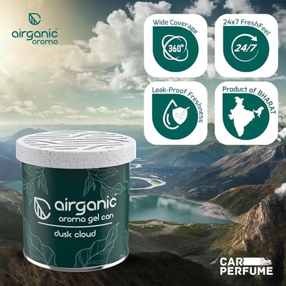 Airganic Aroma Car Freshener Combo Pack  Gel Can Dusk Cloud  Aroma Cube Swiss wood air fragrance