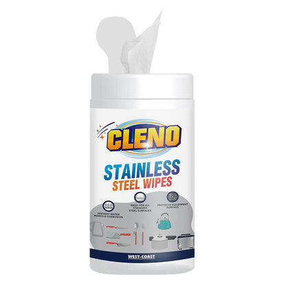 Cleno Stainless Steel Wet Wipes: Cleans, Shines, Protects Cookers, Stove, Sink, Range-Hood, Trash Cans, Fridge, Microwave, Dishwashers, Grills - 50 Wipes