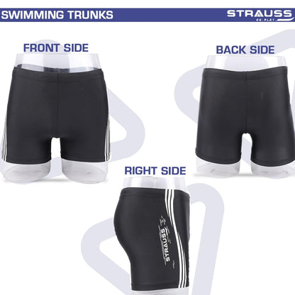 STRAUSS Men's Swimming Shorts, Size XL, White Lines. Ideal for Gym, Running, Cycling, Swimming, Basketball, Cricket, Yoga, Football, Tennis, Badminton.