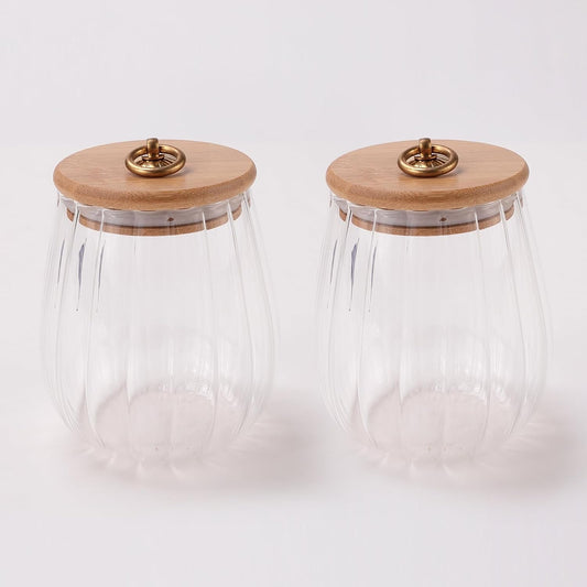 UMAI Borosilicate Glass Jar with Bamboo Lid, Airtight Storage for Cookies, Snacks, Tea, Coffee, Sugar. Set of 2, 680ml.