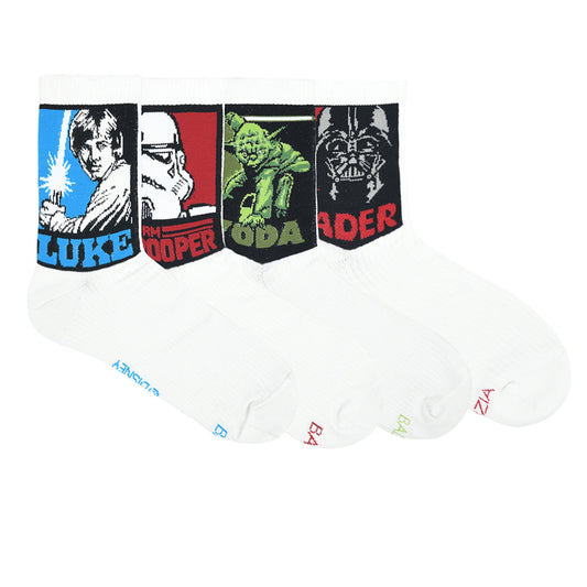 STAR WARS Gift Pack For Men - Clone Trooper Yoda Luke Skywalker and Darth Vader-High Ankle Socks White Pack of 4 Pairs1U