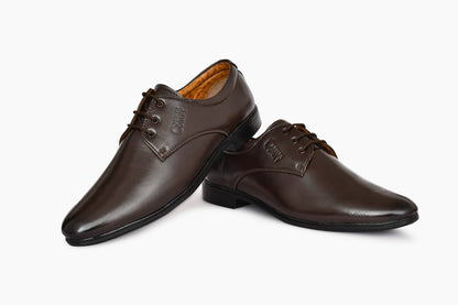 Pointed-toe Neat Look Lace-up Derby Shoes for Men  Coffee