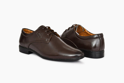 Pointed-toe Neat Look Lace-up Derby Shoes for Men  Coffee