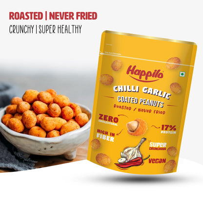 Happilo Premium Super Snack Chili Garlic Peanut150g Crunchy and Nutty High in Protein and Dietary Fibre