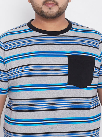 Men Plus Size Sean Striped Round Neck Tshirt