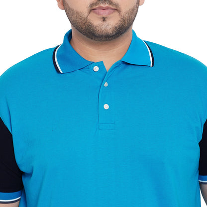 Men Plus Size Cosmo Colorblock Polo Tshirt