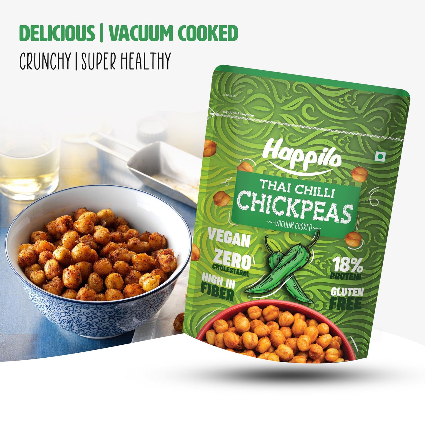 Happilo Premium Super Snack Thai Chili Chickpeas 110g Crunchy and Delicious Super Healthy