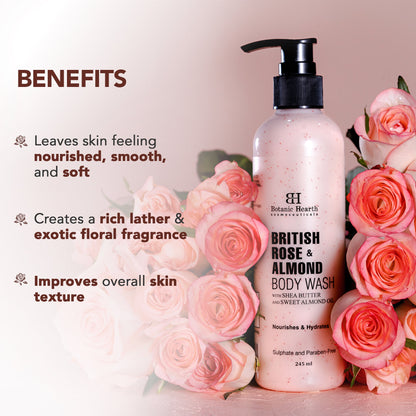 British Rose  Almond Body Wash 245ml