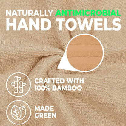 The Better Home 600GSM Bamboo Hand Towel, Anti-Odour, Anti-Bacterial, Ultra Absorbent, Quick Drying, Pack of 3 Beige.