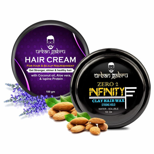 Urbangabru Combo Hair Styling Kit - Clay Hair Wax 100 GM and Hair Growth Cream 100 GM Hair Wax  Hair Cream