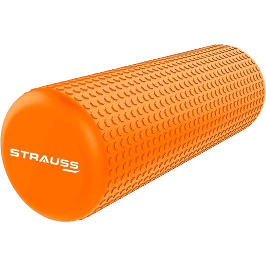 Strauss Yoga Foam Roller  Ideal For Exercise Muscle Recovery Physiotherapy Pain Relief  Myofascial  Deep Tissue Massage Roller 45 Cm Orange