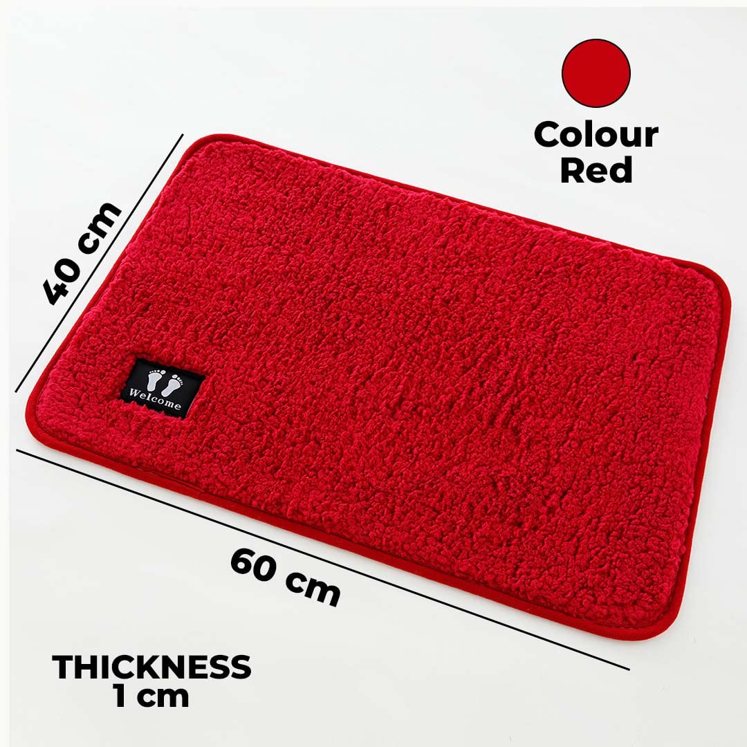 Kuber Industries Floor Mat, 40x60 cm, Red. Durable, easy to maintain, multi-utility for living room, bedroom, bathroom, kitchen, entrances.