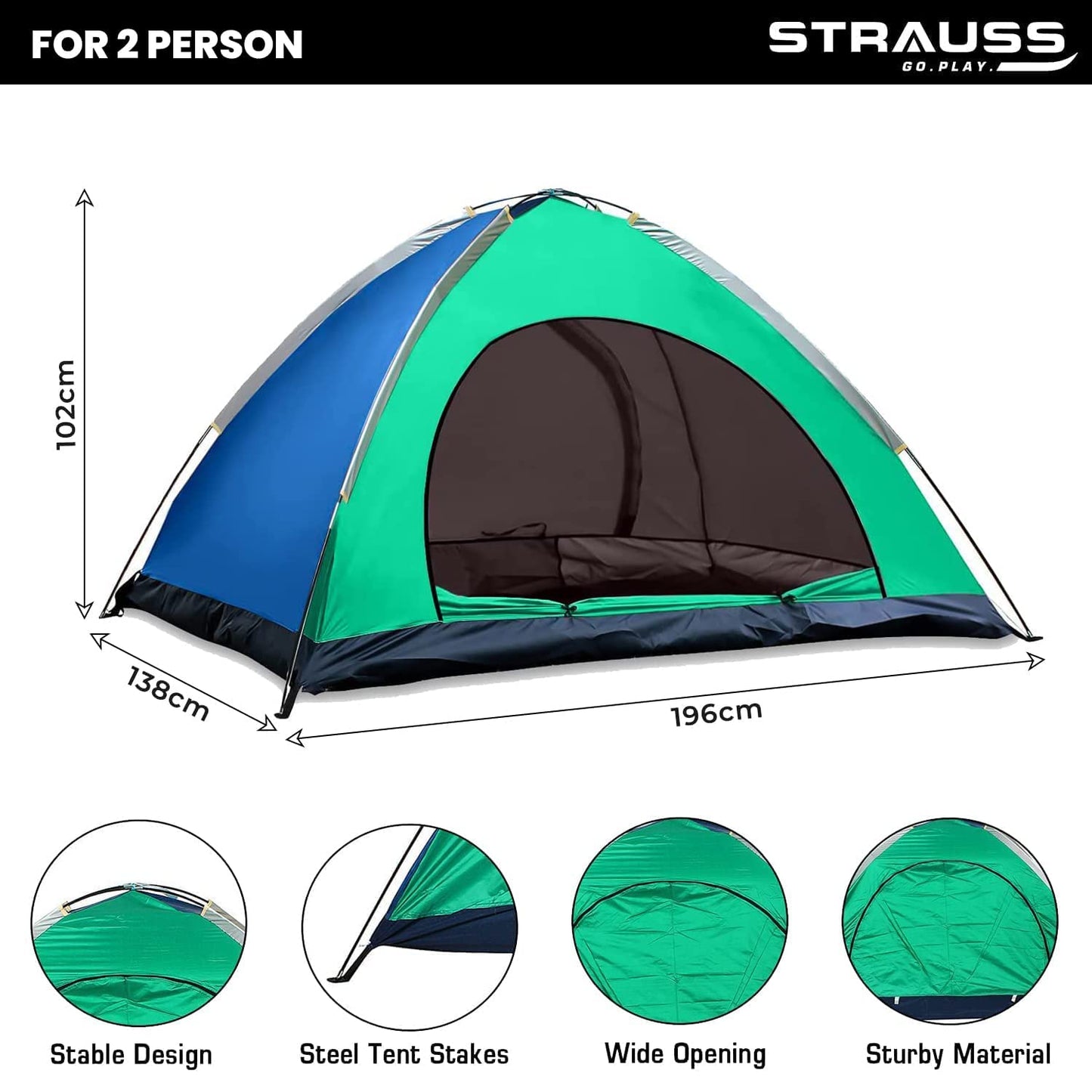 2 Person Waterproof Portable Camping Tentfor OutdoorsPicnicHiking Pack of 2