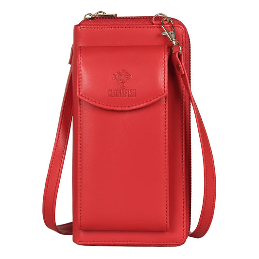 THE CLOWNFISH Siona Ladies Wallet Womens Sling Bag with Front Mobile Pocket Red