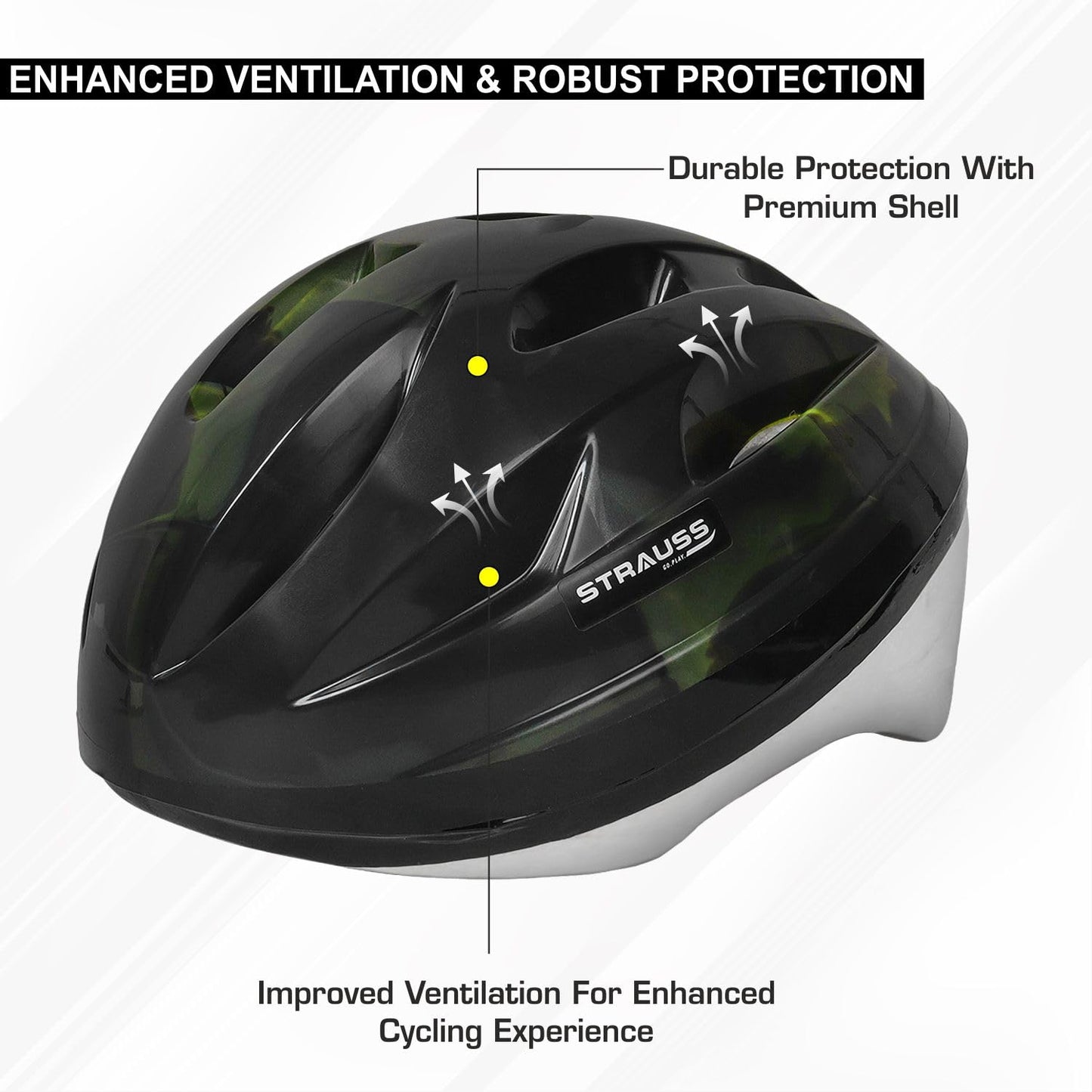 Strauss ELITE Cycling Helmet, Lightweight, Superior Ventilation, Premium EPS Foam, Ideal for Adults & Kids, Black/Red