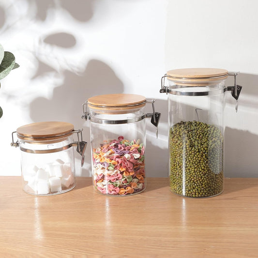 The Better Home Zen Series Borosilicate Containers, Leakproof Airtight Storage Jars, Set of 3 (650ml, 1000ml, 1400ml)