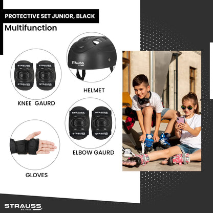 Strauss 4-Piece Roller Skating Protective Set: Helmet, Knee Pads, Elbow Pads, Wrist Guards. All-in-One Safety Gear for Skaters, Riders, Cyclists.