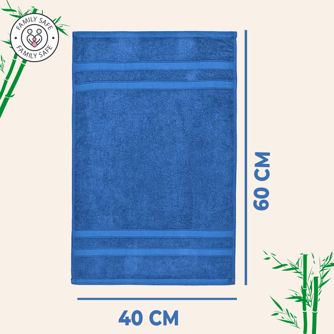 The Better Home 600GSM Bamboo Hand Towel, Anti-Odour, Anti-Bacterial, Ultra Absorbent, Quick Drying, Pack of 2, Blue.