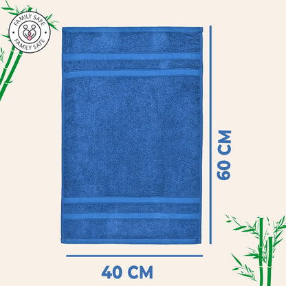 The Better Home 600GSM Bamboo Hand Towel, Anti-Odour, Anti-Bacterial, Ultra Absorbent, Quick Drying, Pack of 2, Blue.