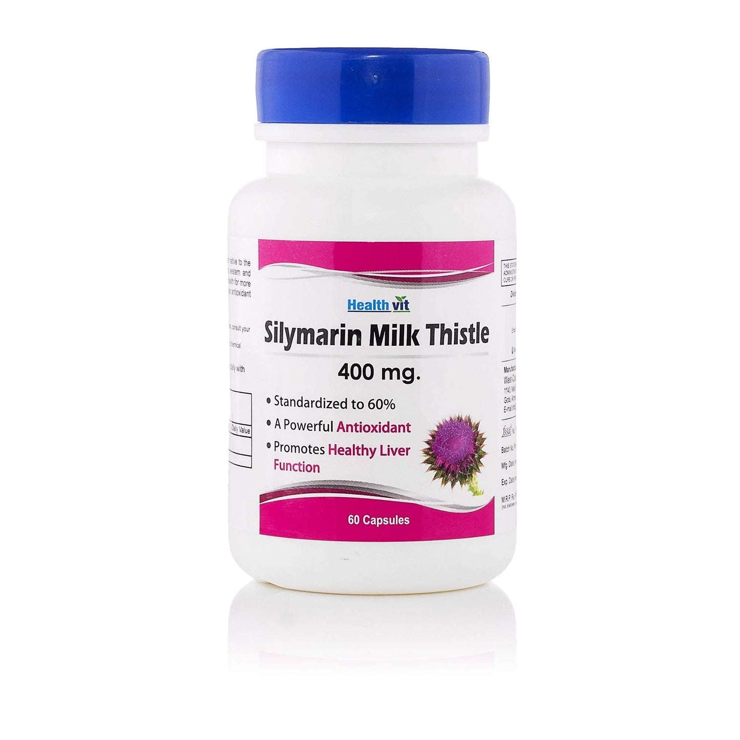 Healthvit Silymarin Milk Thistle 400mg Standardized To 60  A Powerful Antioxidant  Support Liver Health  High Strength  60 Capsules