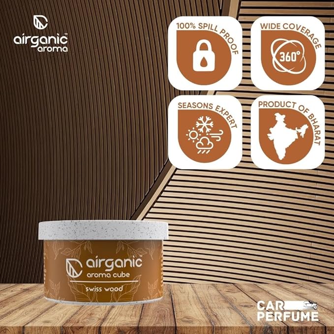 Airganic Aroma Car Freshener Combo Pack  Fine Spray Oriental   Aroma Cube Swiss Wood air fragrance