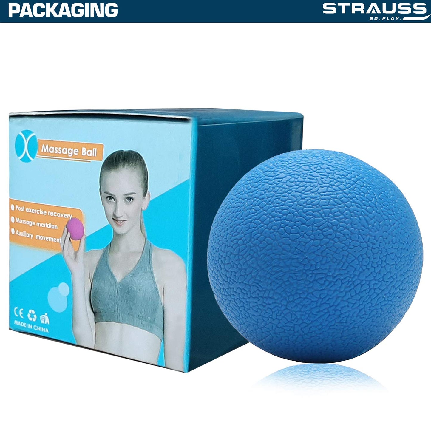 Strauss Yoga Massage Ball  Deep Tissue Massage Trigger Point Therapy Muscle Knots  High-Density Roller  Acupressure Ball for Pain Relief Blue