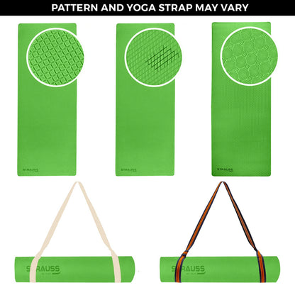 Strauss Anti Skid EVA Yoga Mat with Carry Strap 6mm Green