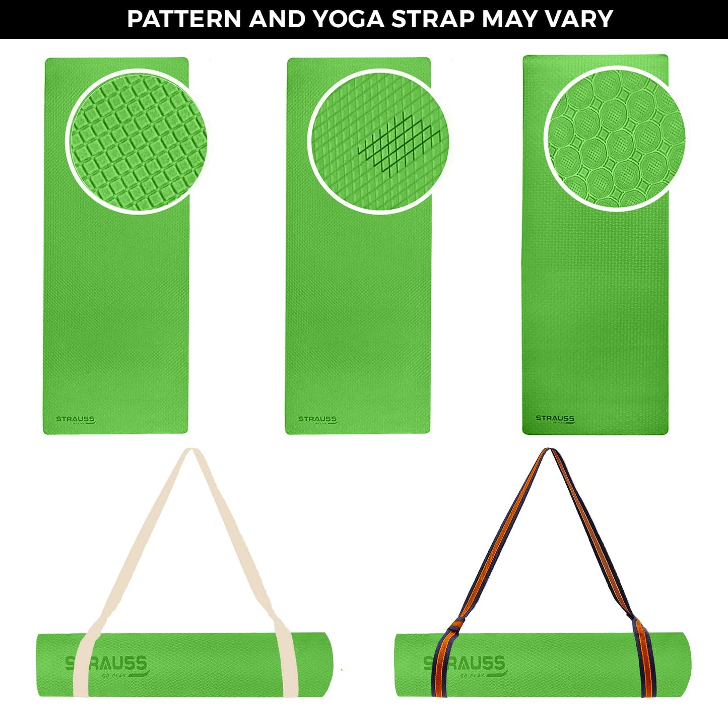 Strauss Anti Skid EVA Yoga Mat with Carry Strap 4mm Green