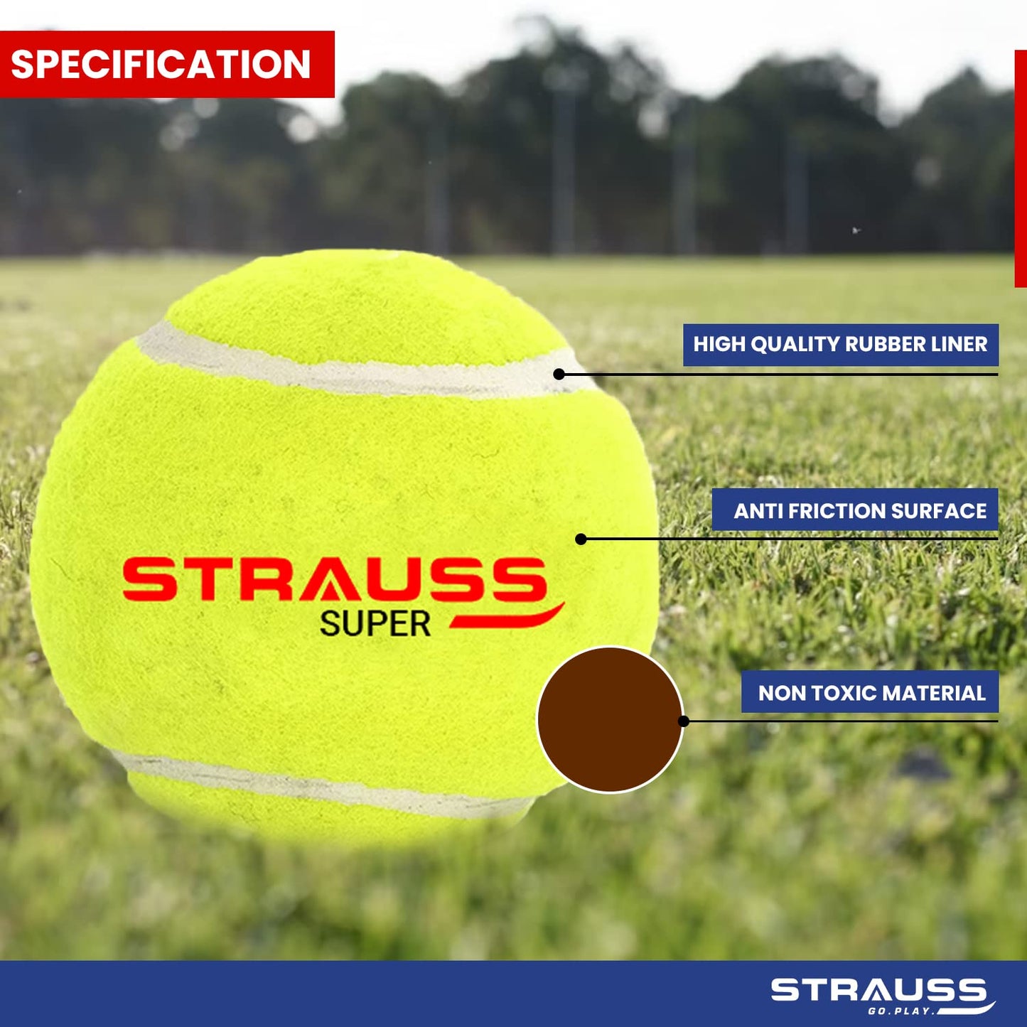 STRAUSS Acrylic Cricket Tennis Balls, Pack of 6, Yellow, Lightweight, Soft, for Street, Lawn, Park, Beach, Gully Cricket, All Ages.