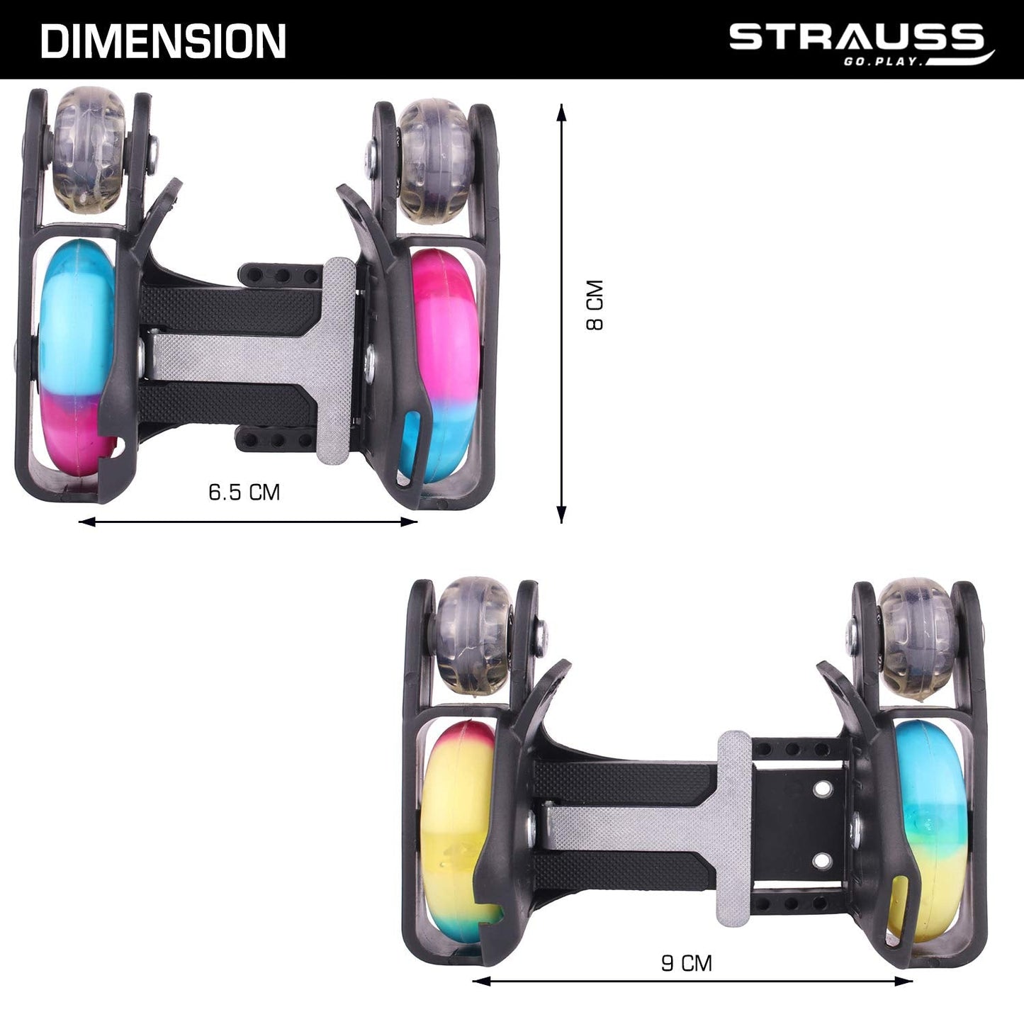 Multicolor Strauss Street Quad Roller Skates Gliding with LED Wheels