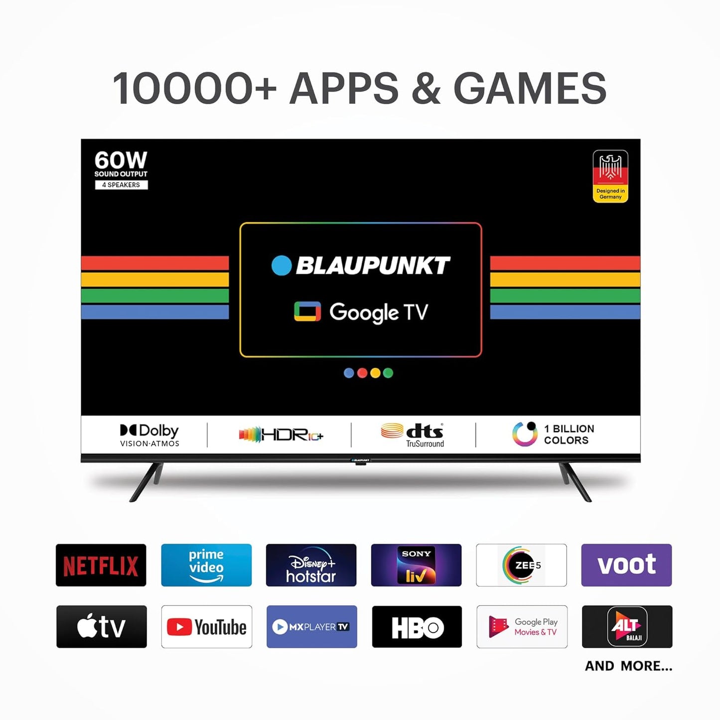 Blaupunkt 126 cm 50 inches Cyber Sound G2 series 4k Ultra HD LED Google TV 50CSGT7022 Black