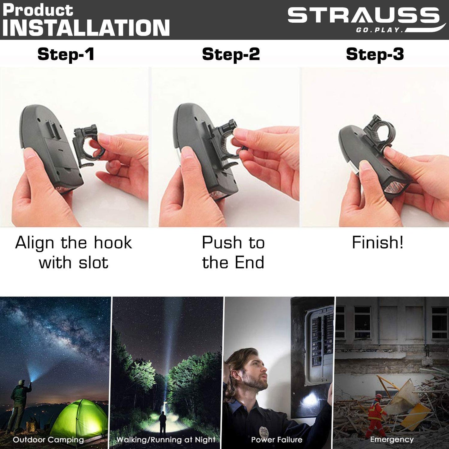 Strauss Bicycle Headlight  Taillight Multicolor Headlight BlackGreen