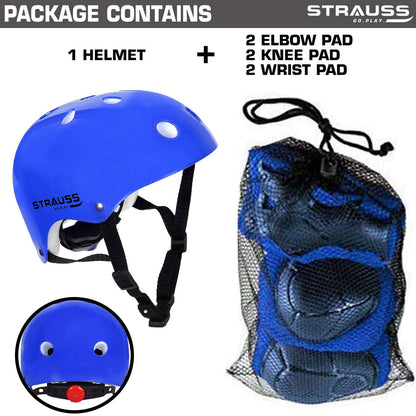 Strauss Protective Gear Set Adjustable Helmet Blue