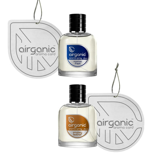 AIRGANIC Aroma Fine Spray Combo - Marine Fresh  Smokey Leather Fine Spray - 25 ml each