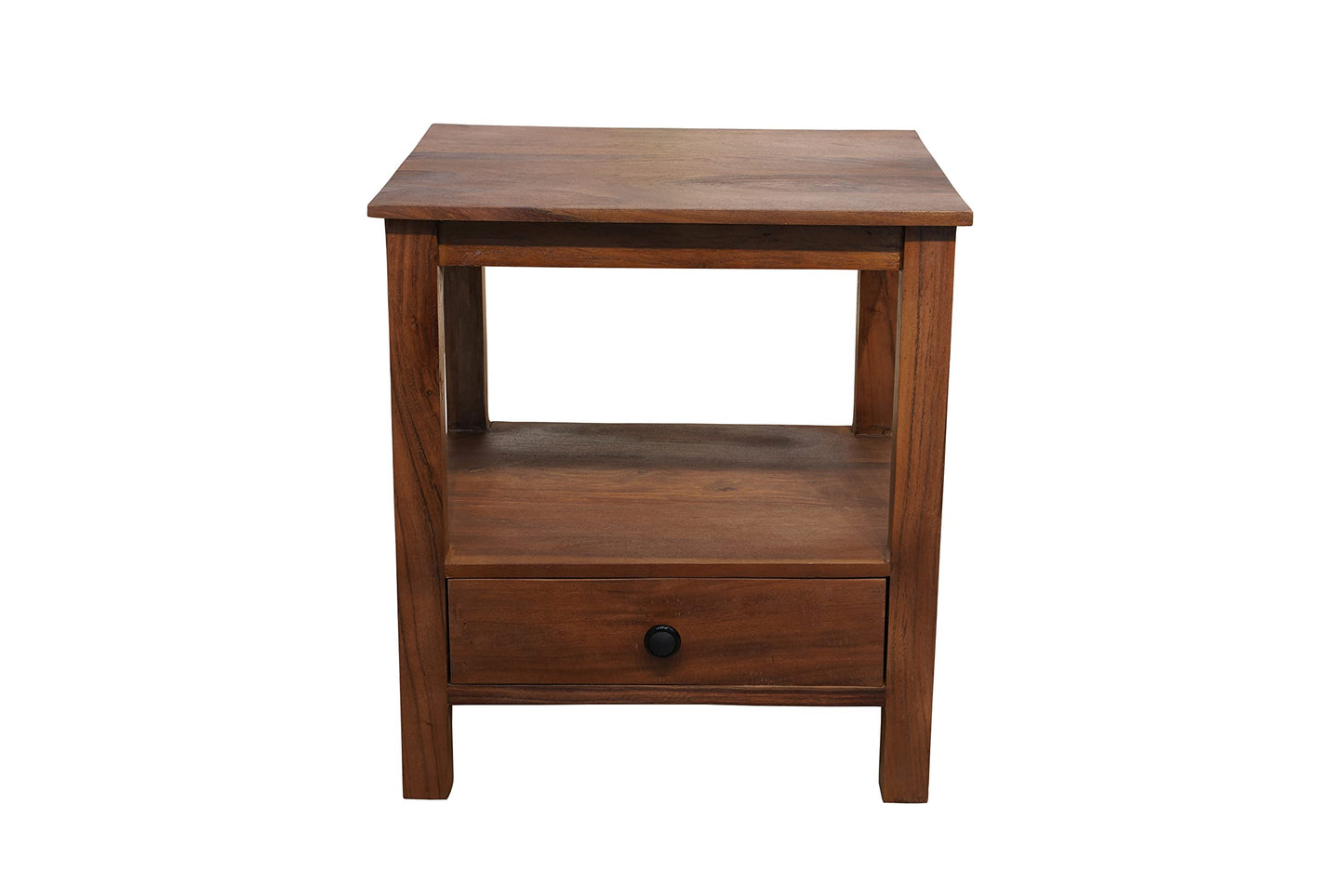 USHA SHRIRAM Wooden Side Table with Storage Honey Finish  Bed Side Table  Coffee Table  Durable  Sturdy Sheesham Wood  Side Table for Living Room 50x46x53 cm