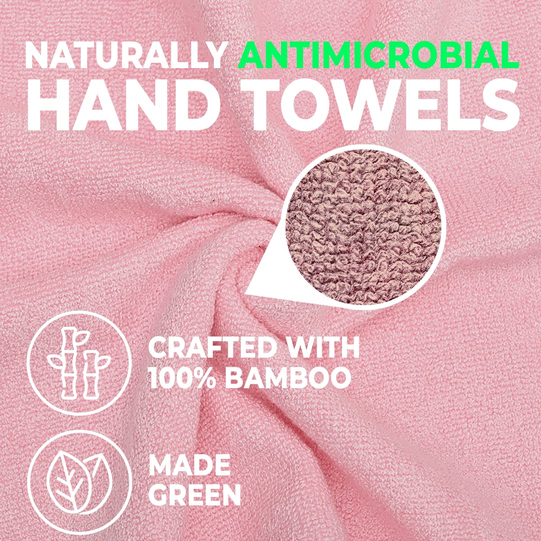 The Better Home 600GSM Bamboo Hand Towel, Anti-Odour, Anti-Bacterial, Ultra Absorbent, Quick Drying, for Men & Women, Pack of 1, Pink.