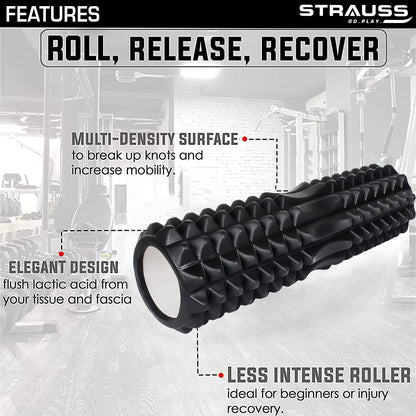 Strauss Grid Foam Roller 45 cm Black Grid Black 45cm