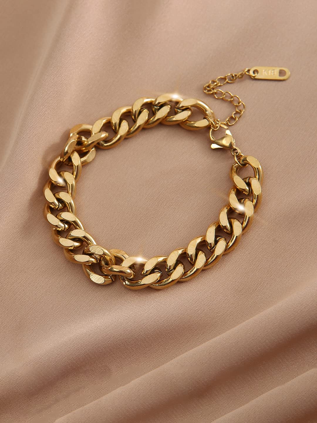 Yellow Chimes Chain Bracelet for Women Gold-Plated Stainless Steel Link Chain Bracelet for Women and Girls