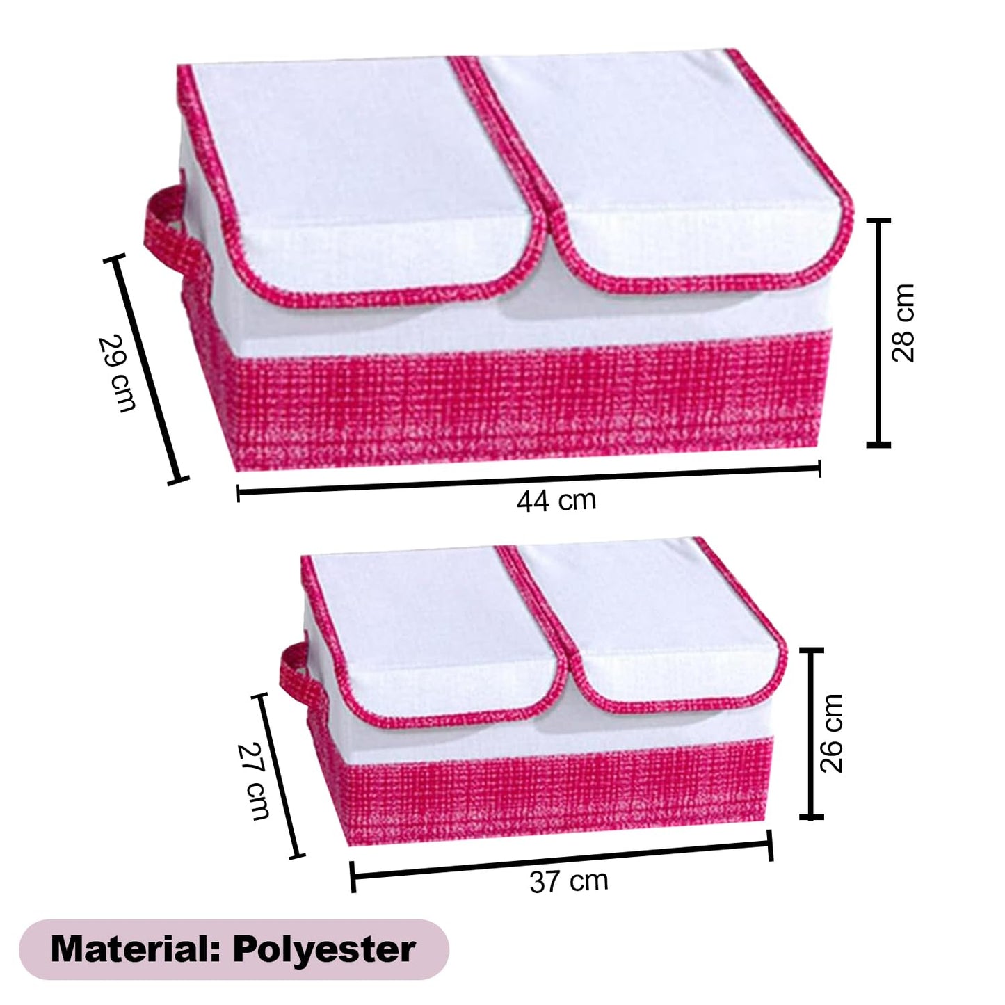 Kuber Industries 2 Pcs Foldable Storage Basket With Lid  Closet Organizer With Handle  Clothes Organizer for Wardrobe  Versatile Storage Basket For Toys-Clothes-Papers-Books-Makeups  Pink