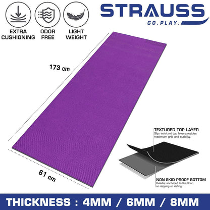 Strauss Yoga Mat 4 mm Purple