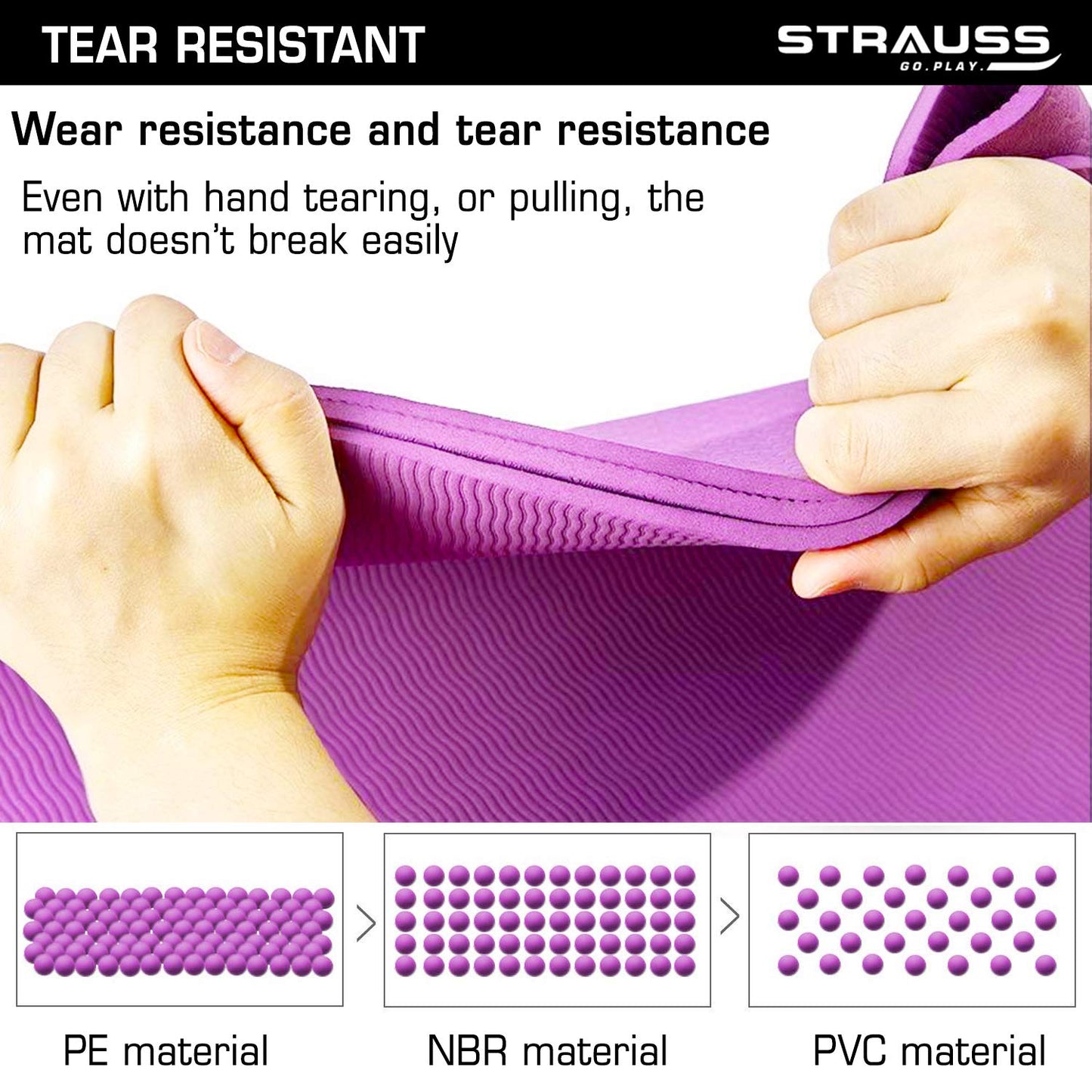 Strauss PE Eco-Friendly Yoga Mat 6 mm Purple