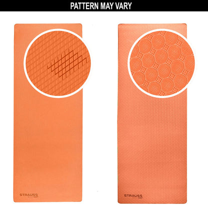 Strauss Anti Skid EVA Yoga Mat with Carry Bag 4mm Orange