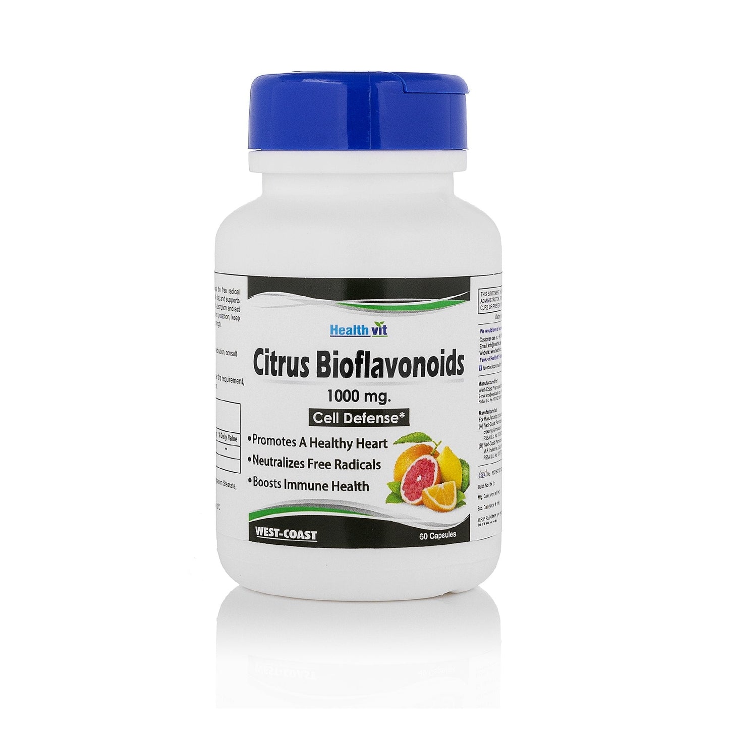 Healthvit Citrus Bioflavonoids 1000mg, 60 Vegan Capsules: Supports Heart Health, Cell Growth, and Fights Free Radicals.